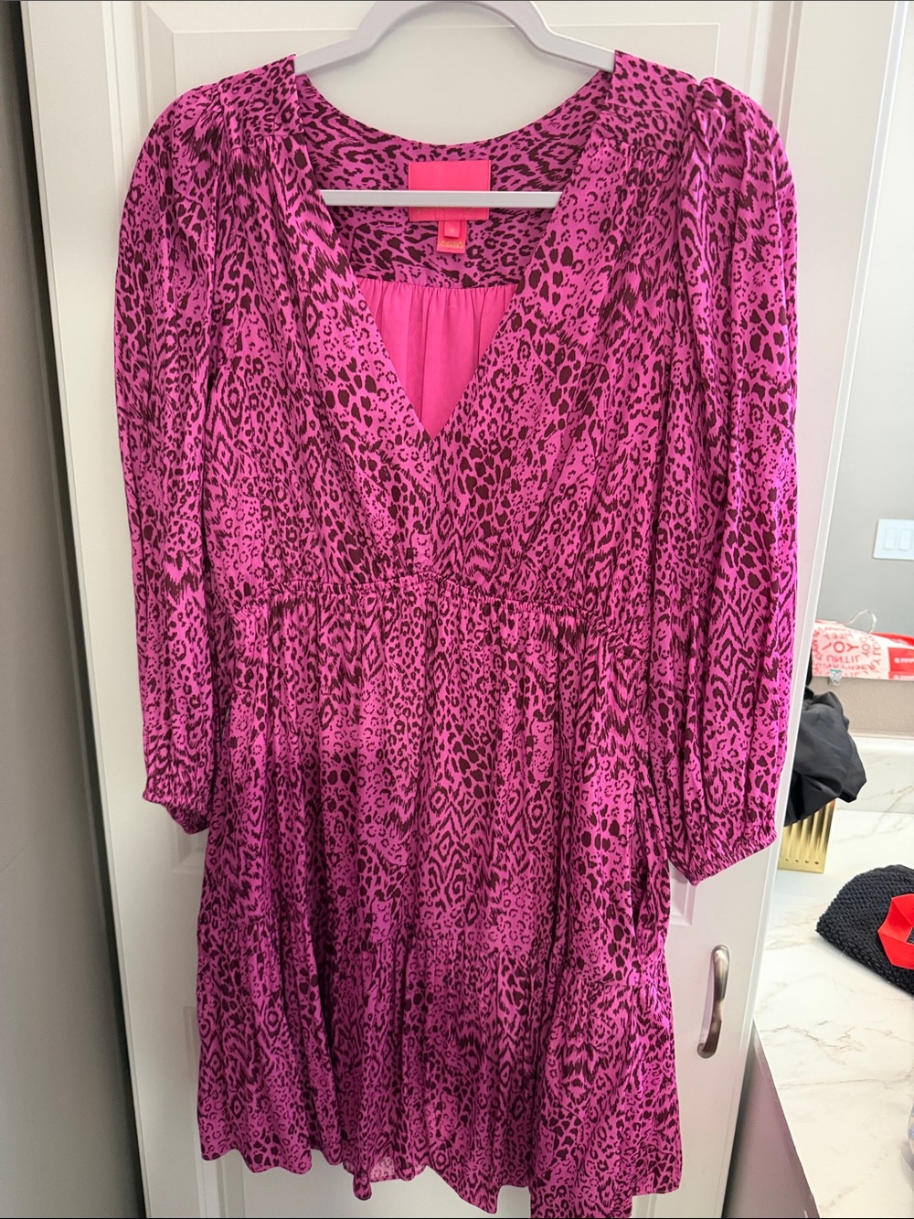 Lilly Pulitzer Hot Pink Leopard Print Casual Dress